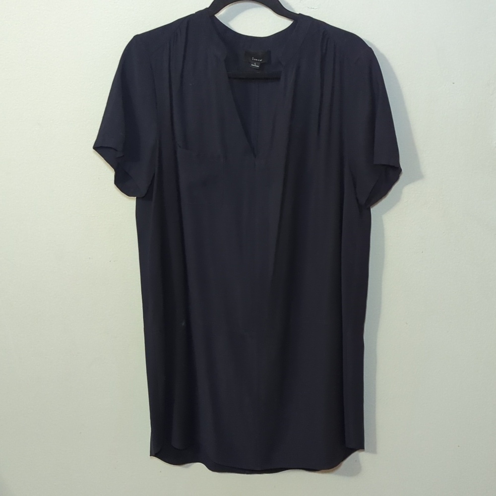 Lumiere Navy Blue V-Neck Knee-Length Dress Women's Size Large